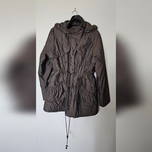 Cato Brown Utility Jacket with Hood and Drawstring Waist